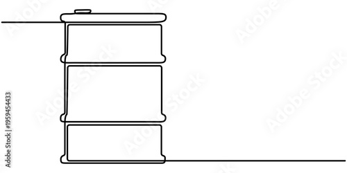 oil tank continuous one line drawing, single one continuous line. Isolated vector illustration, outline vector white background. 