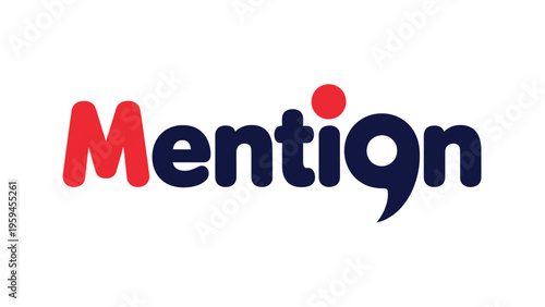 A logo featuring the word "Mention" in red and dark blue rounded font, with a red dot