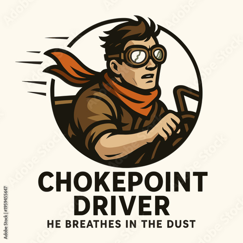 Dusty driver wearing goggles navigates through a tight chokepoint, showcasing thrilling offroad adventure. Perfect for automotive or outdoorthemed designs.