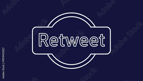 White "Retweet" text within a rounded rectangle and circle on a dark blue background