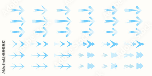 A collection of stylized blue airplane trails and wing shapes