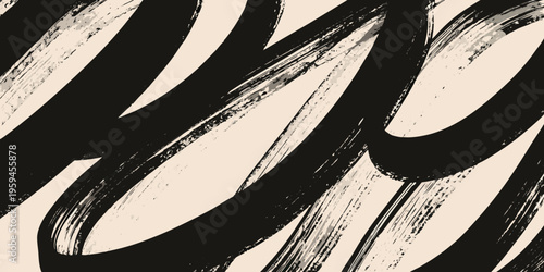 Abstract black brushstrokes create a dynamic and textured background pattern