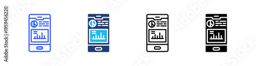 Mobile Chart Multi Style Icon Set Vector 
