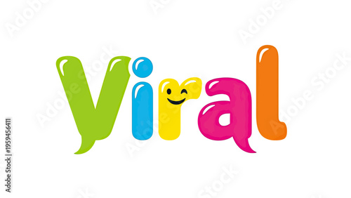 A cheerful word "Viral" in rounded, colorful letters with a winking "i" on white