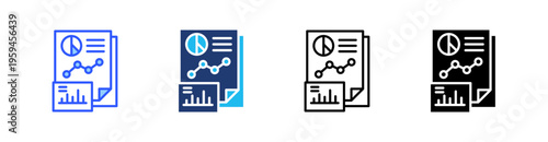Report Multi Style Icon Set Vector 
