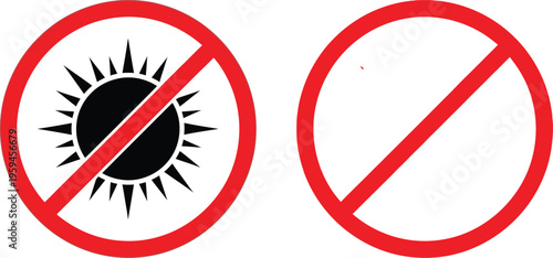 A pair of red circular prohibition signs featuring a virus icon and a blank space for warning use Vector