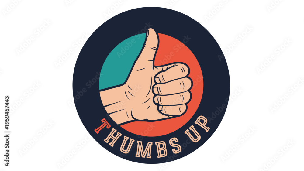 Fototapeta premium A stylized hand giving a thumbs up, framed in a circle, with 