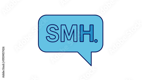 A light blue speech bubble containing the acronym "SMH." on a white background