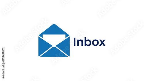 A blue envelope icon with a white paper and the word "Inbox" on a white background