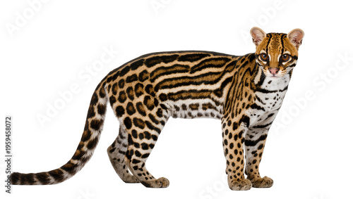 Tableau sur toile Magnificent ocelot with stunning spotted and striped fur, a beautiful wild cat s