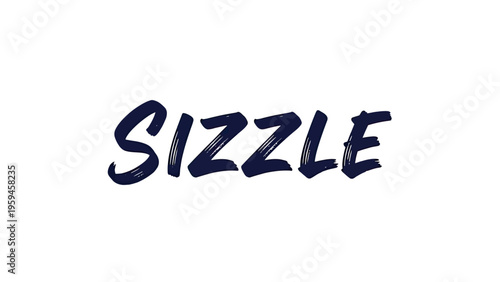 The word "SIZZLE" written in bold, dark blue, brush-stroke-style letters on a white background