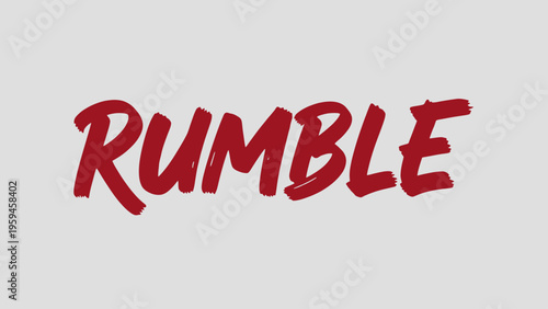 Bold, red "RUMBLE" text in brushstroke style against a light gray backdrop