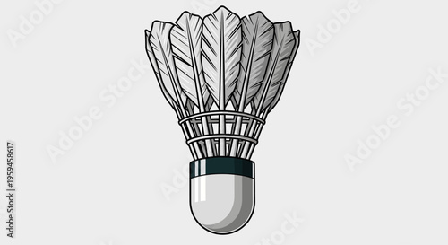 Close Up of Badminton Shuttlecock Equipment Isolated on a Light Gray Background Ready for Sport Activity and Competition