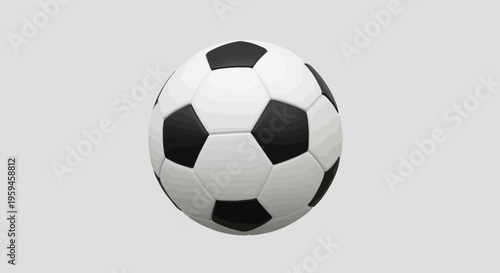 Classic Soccer Ball Isolated on Plain Background Represents Athletic Sport Competition and Outdoor Recreational Activity for Team Games