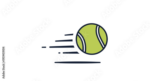 Fast Moving Tennis Ball Icon with Motion Lines on White Background For Sports And Recreation Concepts