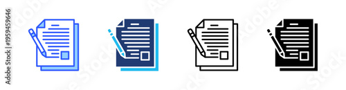 Note Multi Style Icon Set Vector 