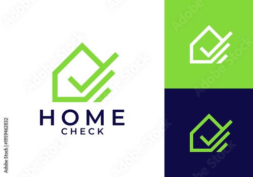 home check logo. property buying and selling business design concept