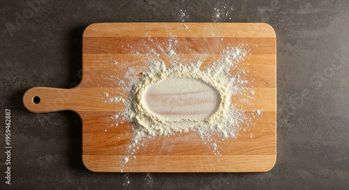 Top view of brown wooden cutting boards on dark surface