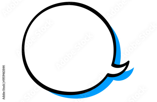 青い影が付いた手書き風の丸い吹き出しイラスト