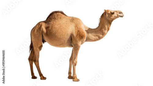 Slika na platnu Strong adult dromedary camel standing full body side profile looking forward