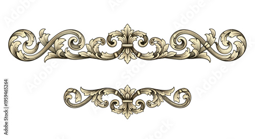 Elegant gold scrollwork and leaf flourishes decorate two ornamental borders