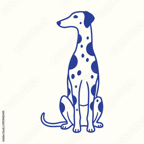A  dalmatian dog sitting on a plain background