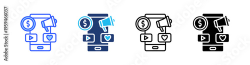 Promote Multi Style Icon Set Vector 