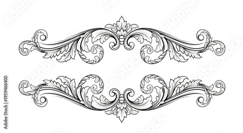 Elegant, ornamental scrollwork borders with swirling floral leaf motifs