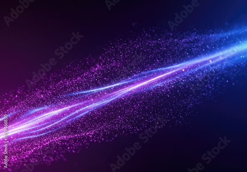 Dynamic abstract background showing a glowing purple and blue energy field filled with flowing particles and vibrant light streams, particles, neon, gradient