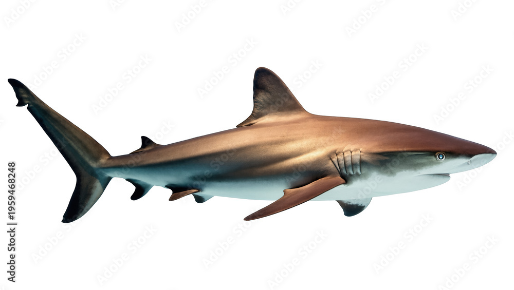 Obraz premium Majestic ocean predator, a powerful and sleek shark swimming through marine waters