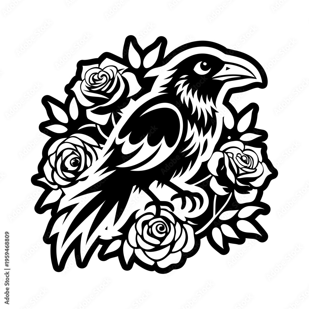 Obraz premium Filled style icon of crow tattoo