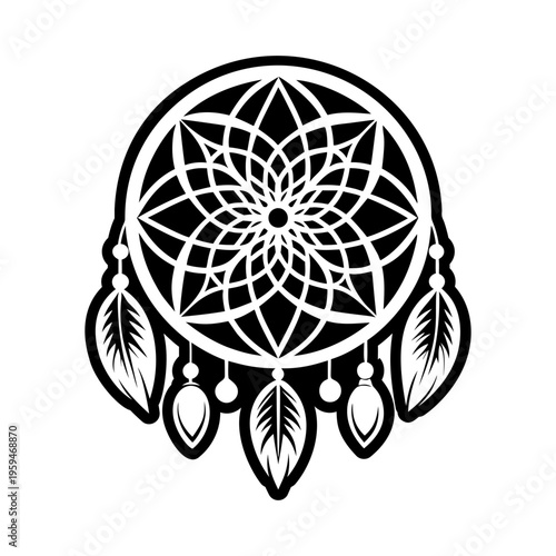 Solid icon of dreamcatcher tattoo