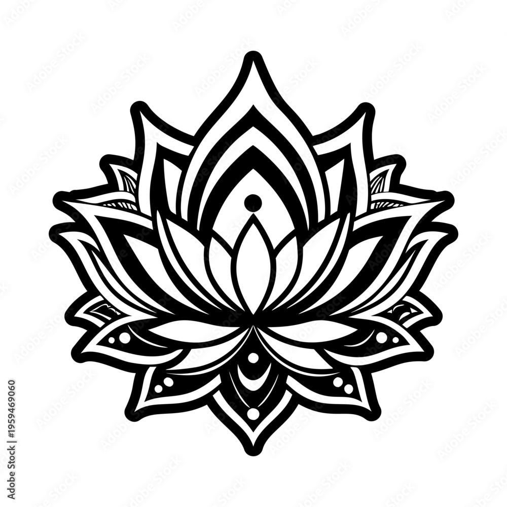 Fototapeta premium A glyph icon of lotus flower tattoo
