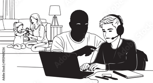 Happy African American family of four enjoying a meal together, smiling and sharing food at the dining table.