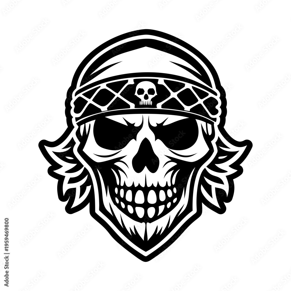 Fototapeta premium A glyph style icon of skull bandana symbol