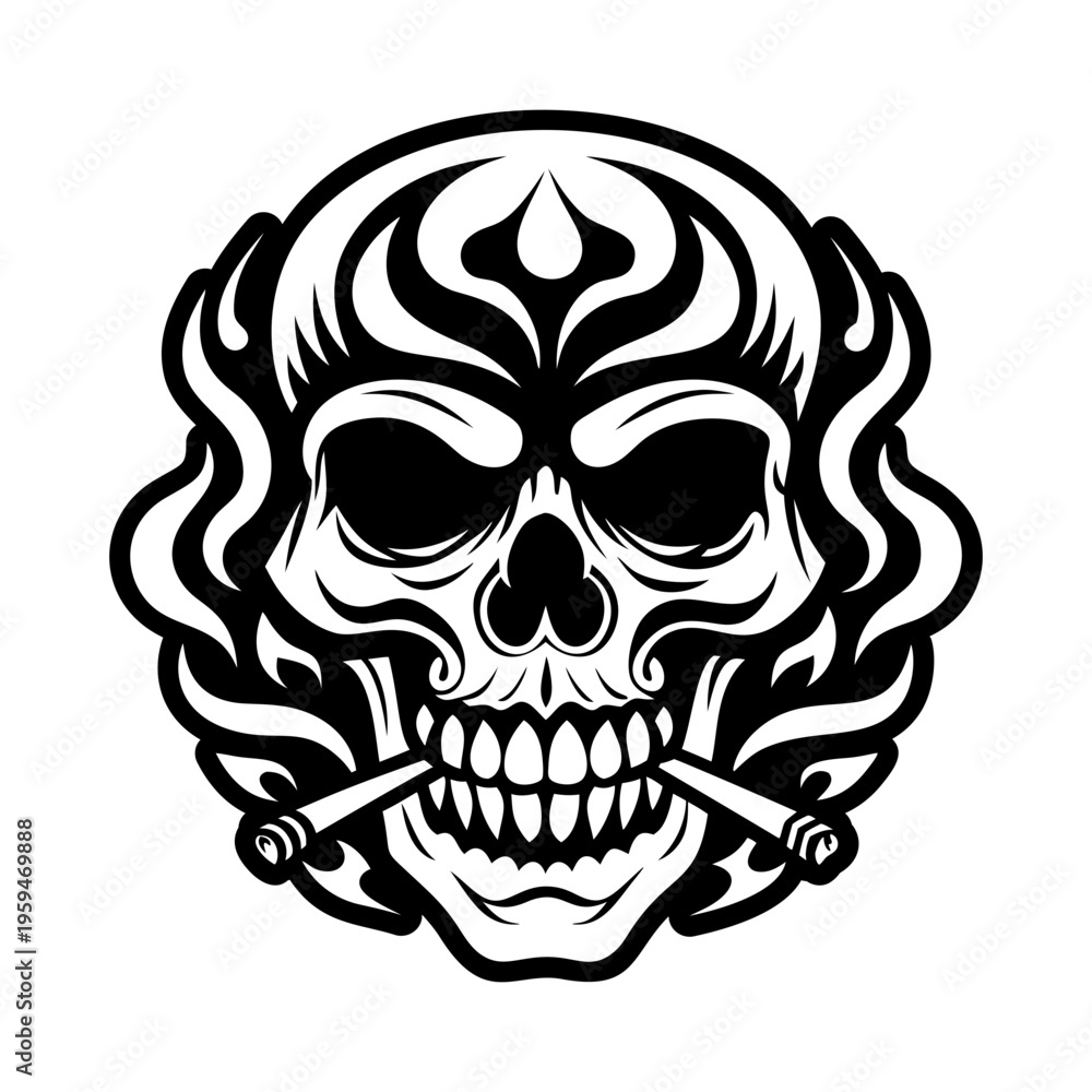 Obraz premium Smoking skull icon in filled style