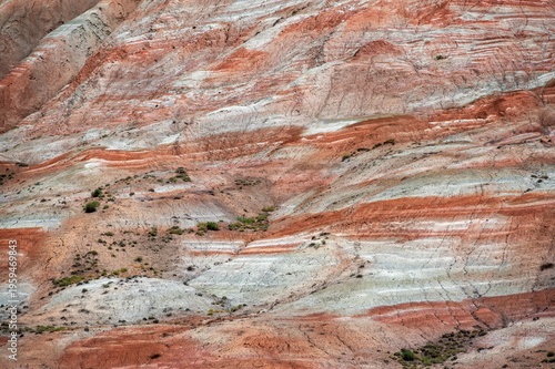 Azerbaijan Candy Cane Mountains showing colorful geological layers