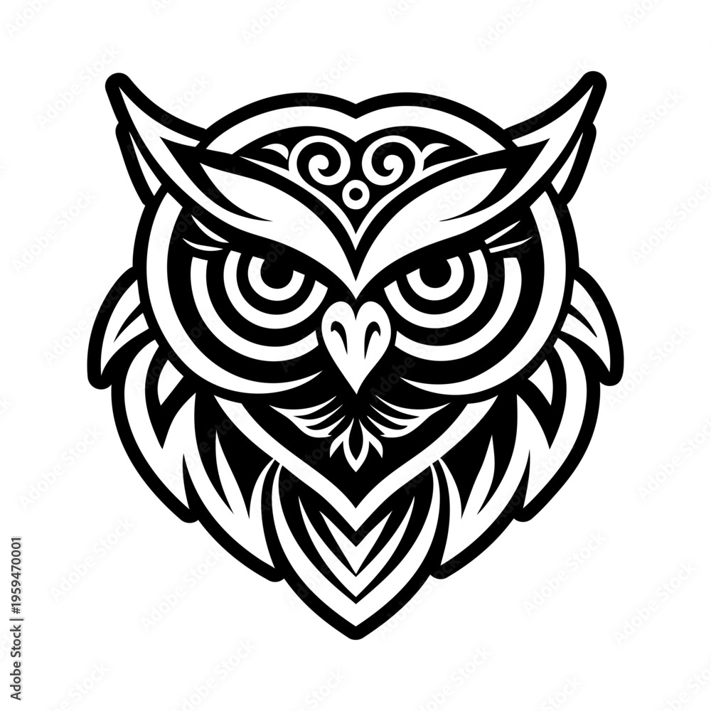 Fototapeta premium Owl head symbol icon in solid style