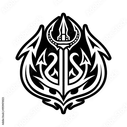 A solid style icon of trident weapon symbol