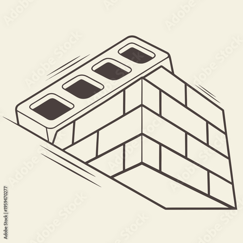 Cinder blocks and bricks forming a wall illustration with hard work