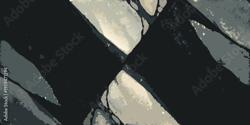 Abstract composition of dark shapes and bright fractured light