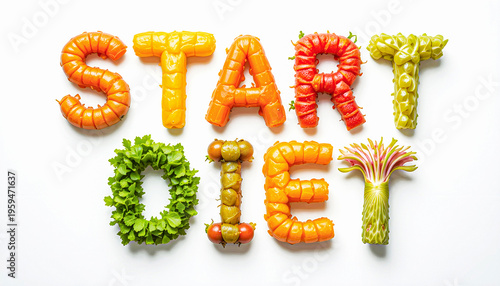 Start Diet Text of Fresh Vegetables