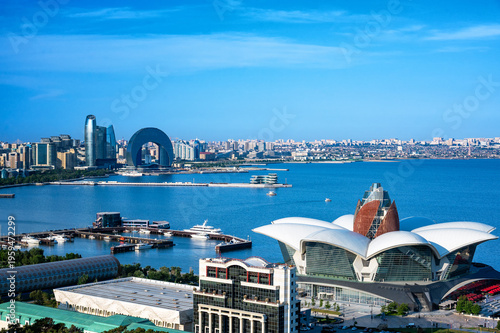 Modern Cityscape with Waterfront in Baku Azerbaijan