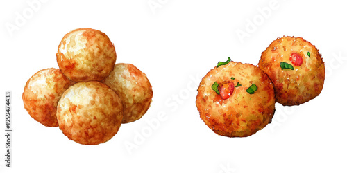 arancini in watercolor vector illustration