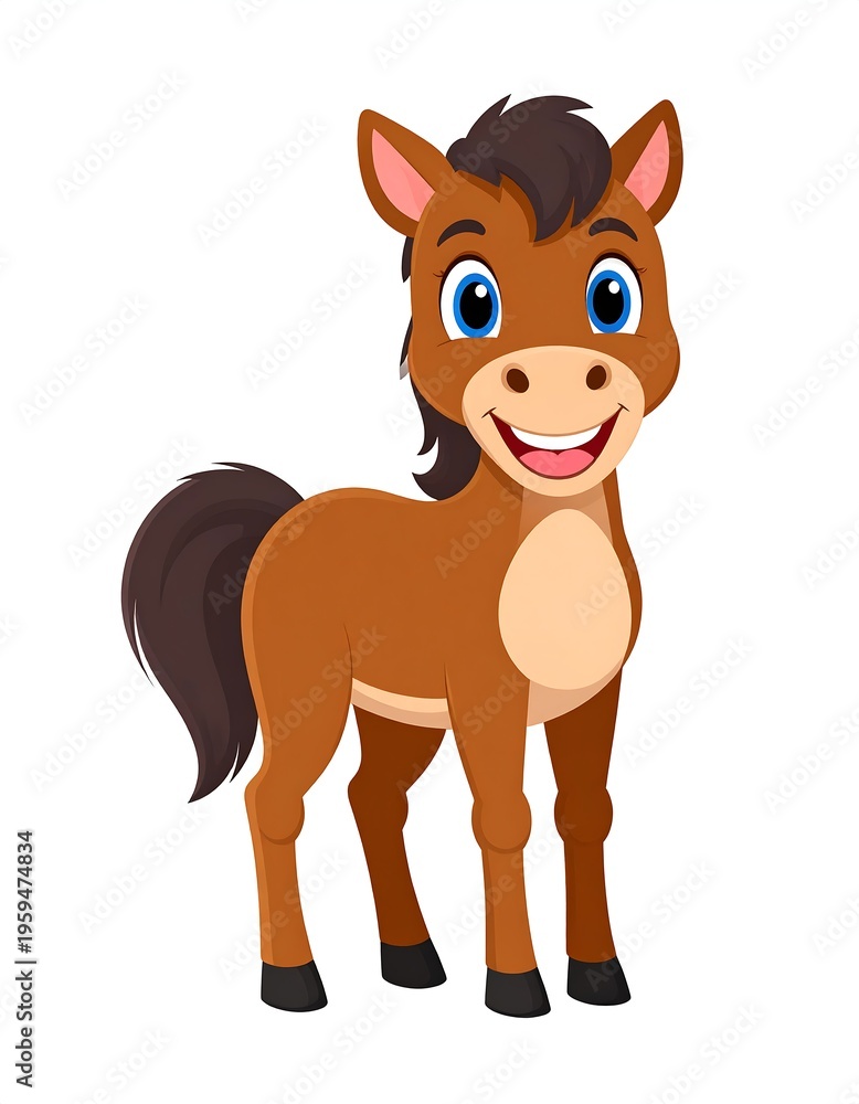 Obraz premium Cartoon horse character with brown body and cute expression high resolution picture