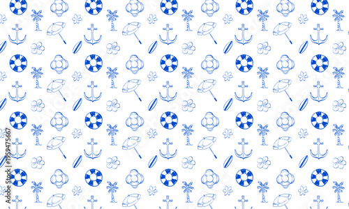 Whimsical Beach Theme Seamless Pattern