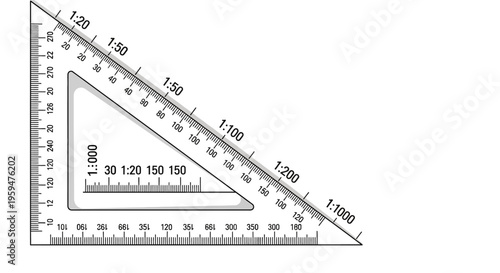 Ruler triangle geometry tool equipment.