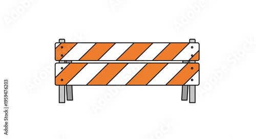 Orange and white road construction barrier.