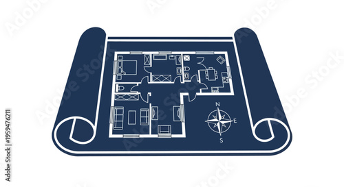 Blueprint of a building floor plan.