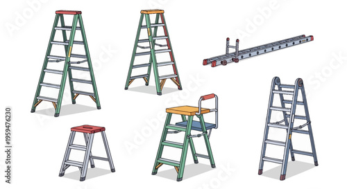 Ladders and step stools for climbing.